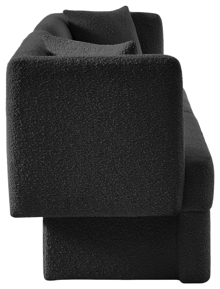 Marcel Boucle Fabric Upholstered Sofa, Black