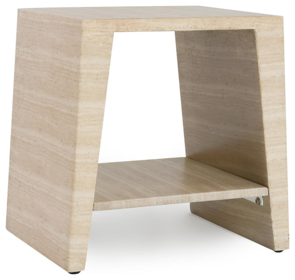 Rosen Outdoor Stone End Table, Beige