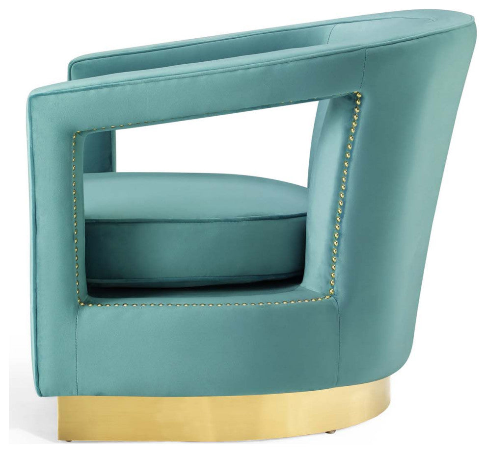 Armchair Accent Chair, Velvet, Blue, Modern, Living Lounge Hotel Hospitality