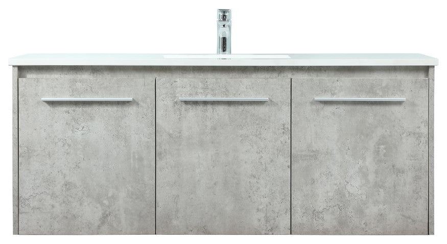 Phoebe Single Bathroom Vanity, Concrete Gray, 48", Without Backsplash