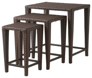 GDF Studio 3-Piece Mayall Nested Outdoor Tables Set, Multibrown