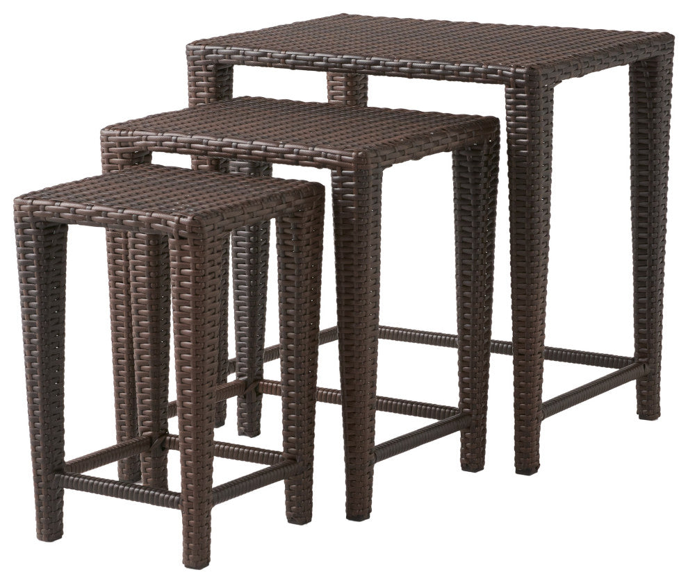 GDF Studio 3-Piece Mayall Nested Outdoor Tables Set, Multibrown