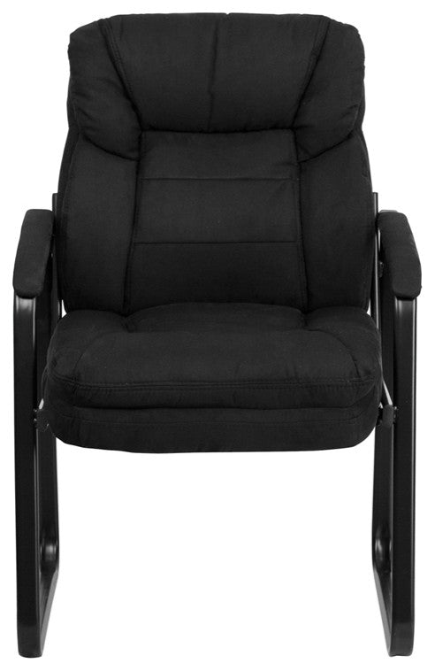 Black Microfiber Executive Side Reception Chair With Sled Base