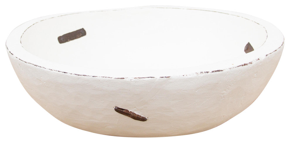 Large Metal Strap White Bowl