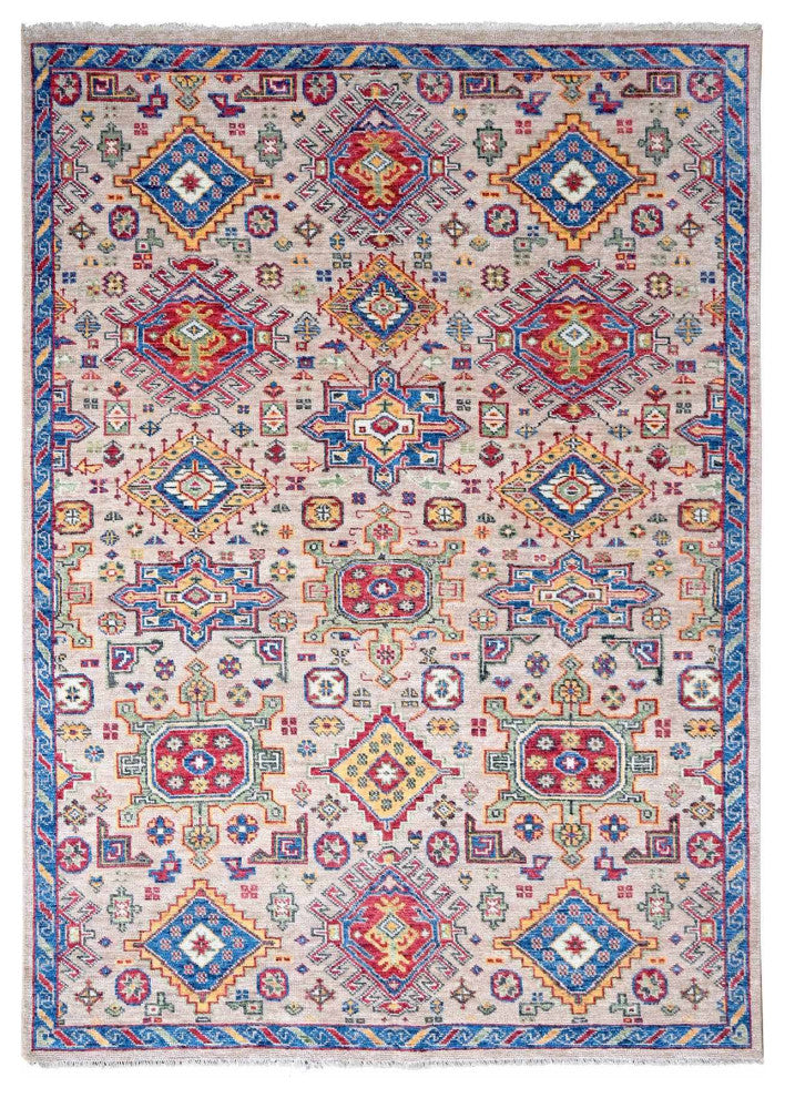 Buttery Brown Geometric Design Wool Hand Knotted Oriental Rug, 9'x11'10"