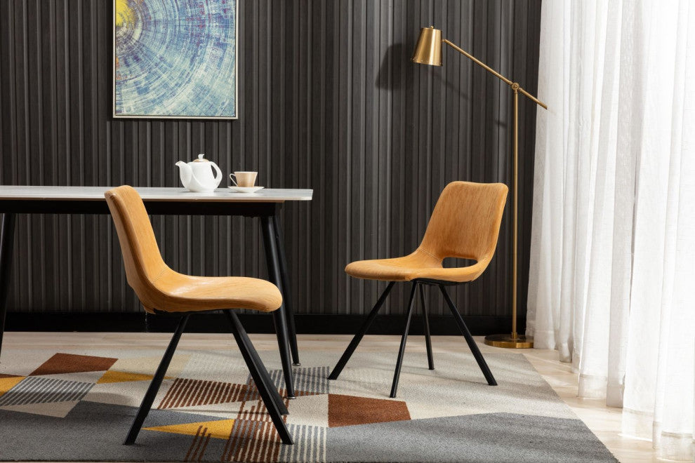 Home Beyond Synthetic Leather Dining Chairs, Set of 2, Tan