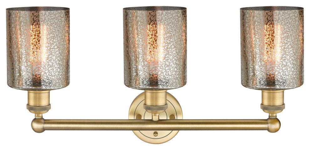 Edison Cobbleskill 3-Light 23" Vanity Light, Brushed Brass Finish, Mercury Shade