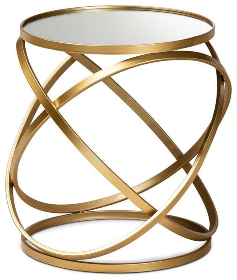 Desma Glam and Luxe Gold Finished Metal and Mirrored Glass End Table