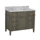 Hailey 42" Bathroom Vanity, Weathered Gray, Carrara Marble