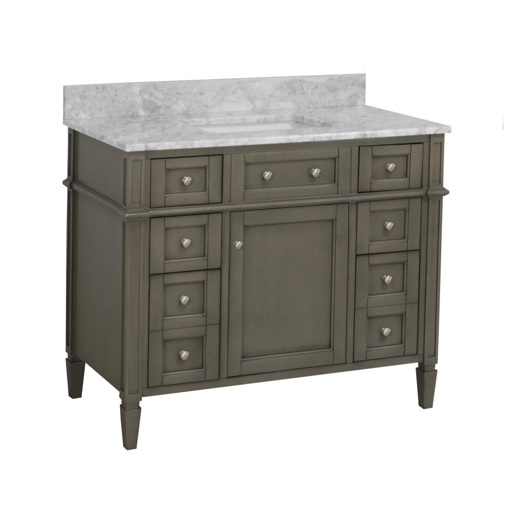 Hailey 42" Bathroom Vanity, Weathered Gray, Carrara Marble