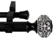 Bailey 1" Diameter Double Curtain Rod, Black, 120-170"
