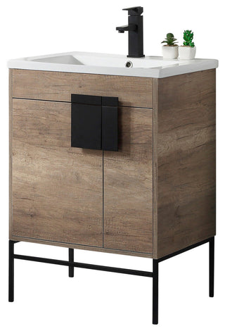 Bathroom Vanity Set, Shadow Gray, 24", Black Hardware