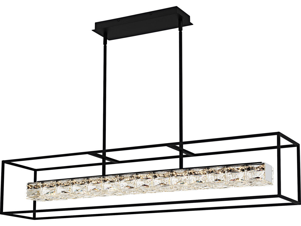 Quoizel PCDZ148 Dazzle 48"W LED Crystal Linear Chandelier - Matte Black