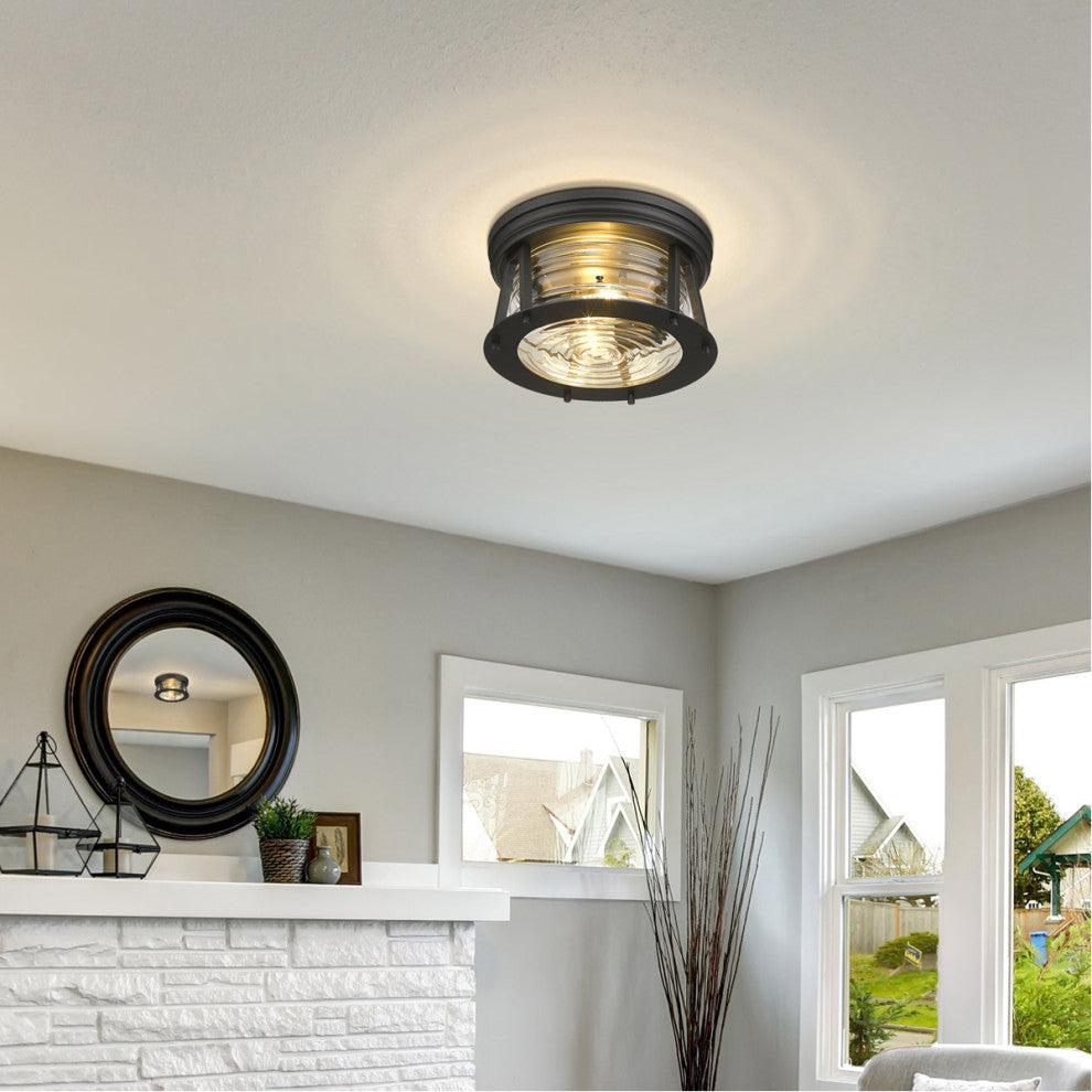 Zlite 491F2-BRZ 2-Light Flush Mount, Clear