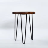 Round Epoxy Resin & Wood Side Table, Black
