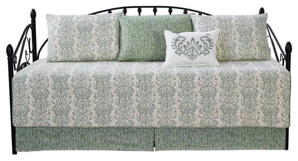 Mayfair 6 Piece Quilted Daybed Set, Green, Daybed (75"x39")