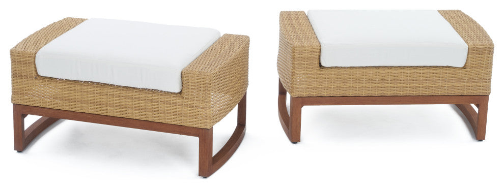 Milea 5 Piece Sunbrella Outdoor Patio Club Chair and Ottoman Set, Moroccan Cream