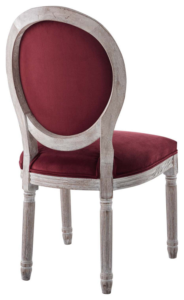 Emanate Vintage French Performance Velvet Dining Side Chair Natural Maroon -4668