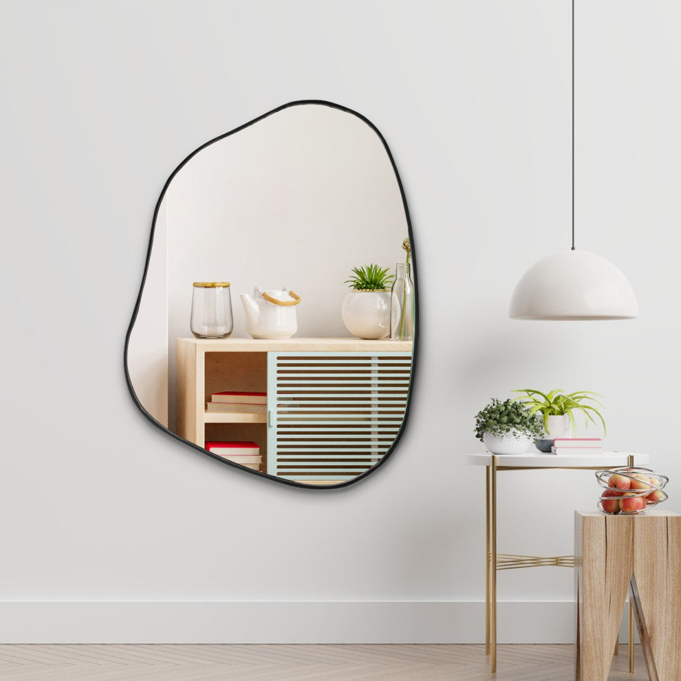 Asymmetrical Mirror, Luxury Decorative Irregular Mirror, 42x32 Black