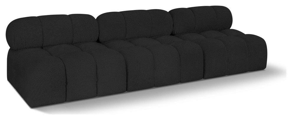 Ames Boucle Fabric Modular Sofa, Black, 3-Piece: 3 Armless Chair