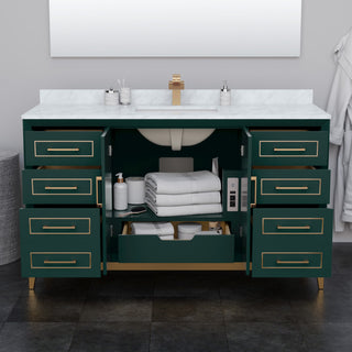 Marlena 60" Green Single Vanity, Top, Bronze Trim