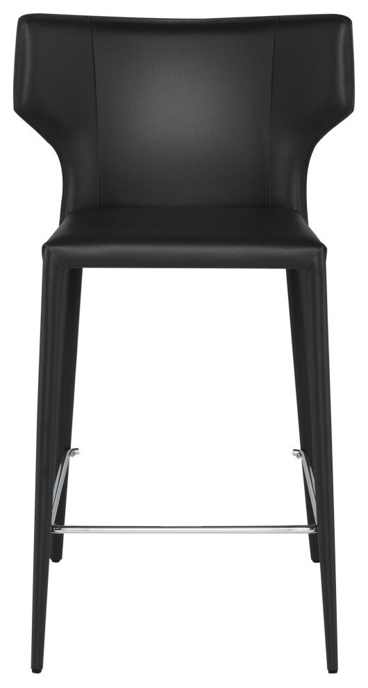 Wayne Counter Stool, Modern Leather Counter Stool, Black