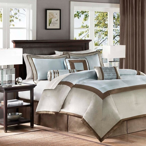 Madison Park Polyoni-Pieced Solid Comforter 7-Piece Set, Queen