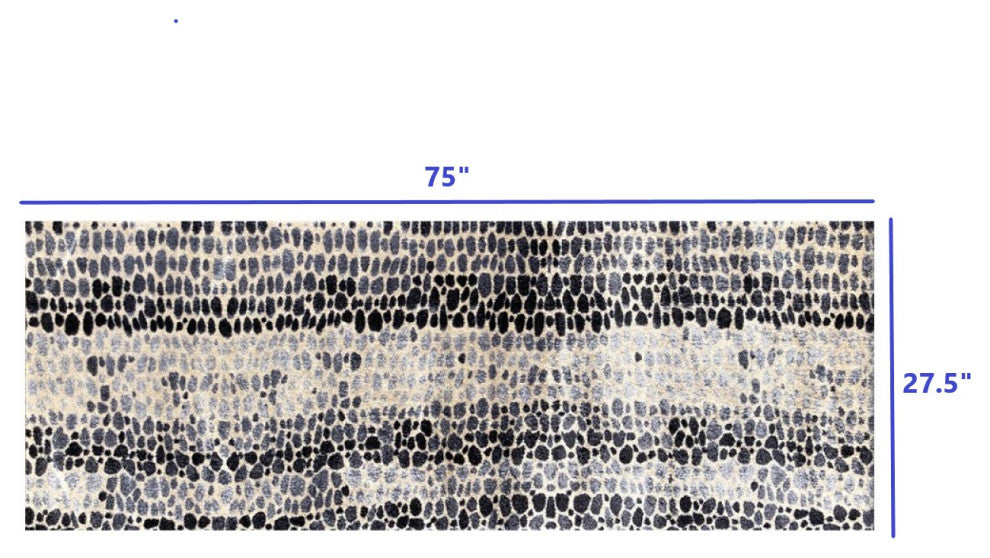 2' x 6' Shades of Gray Pebbles Washable Runner Rug