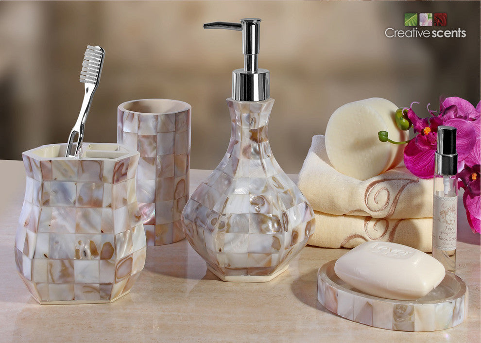 Milano 4-Piece Bath Accessory Set, Mother Of Pearl