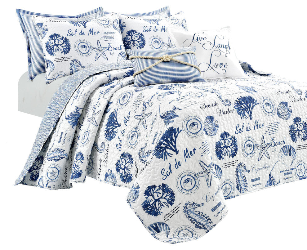 Harbor Life Quilt 7 Piece Set, Indigo, Full/Queen