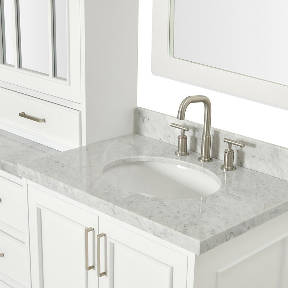 Ariel Stafford 85" Rectangle Sinks Bath Vanity Carrara Marble Espresso