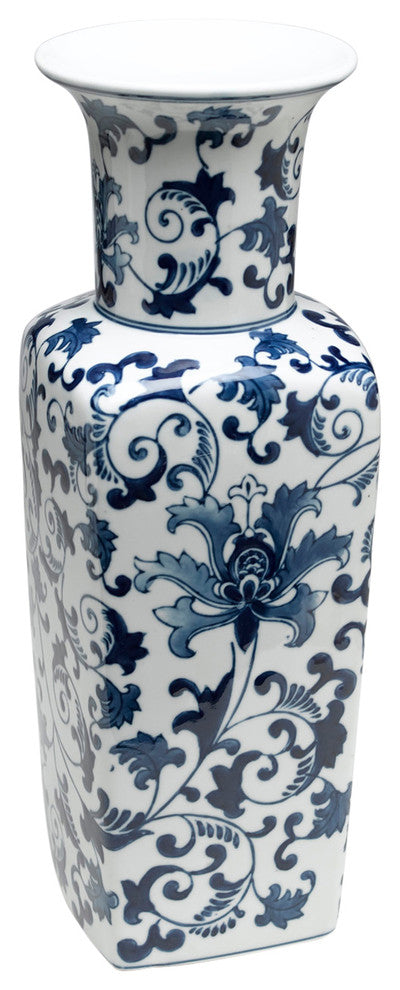 Square Blue and White Vase