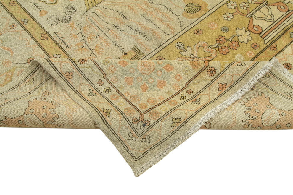 Rug N Carpet - Handmade Oriental 10' 0" x 13' 7" Low Pile Large Oushak Rug