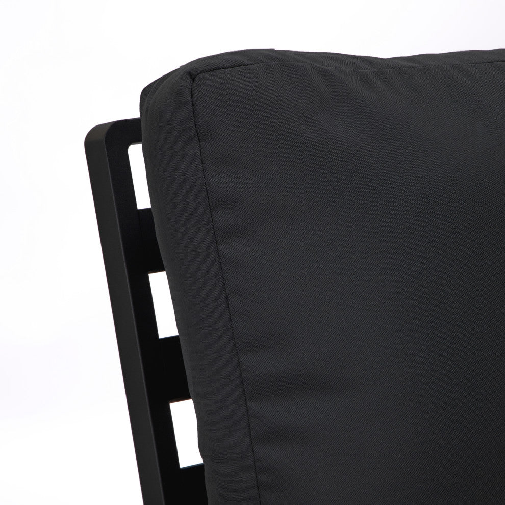 Leisuremod Walbrooke Patio Loveseat With Black Aluminum Frame, Charcoal