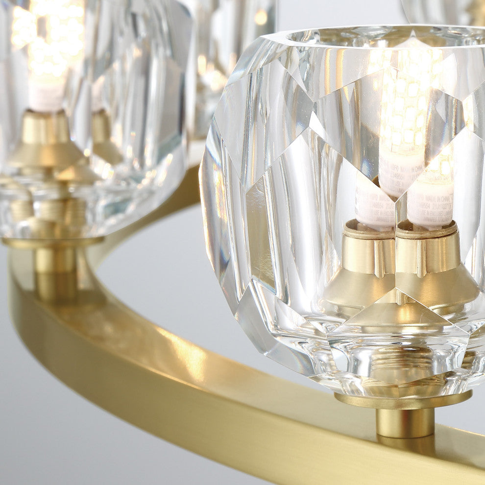 Aragon 12-Light Soft Brass Chandelier, Faceted Cut Crystal