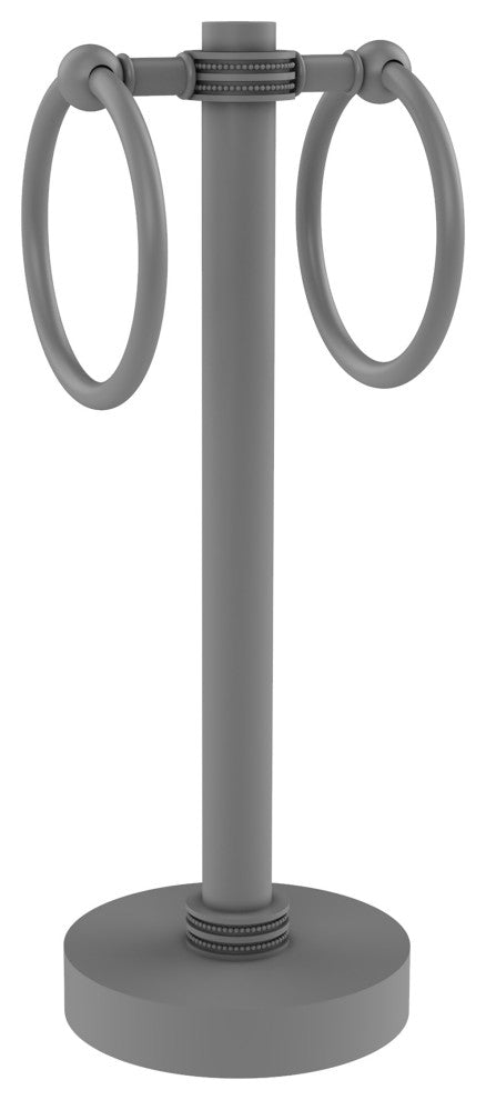 Vanity Top 2 Towel Ring with Dotted Accents, Matte Gray