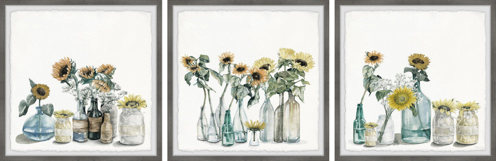 Sunflower Collection Triptych, Set of 3, 12x12 Panels