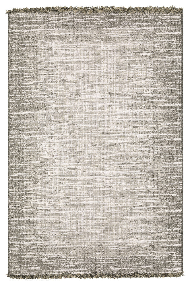 Genoa Weathered Beige/ Black Flatwoven Indoor-Outdoor Area Rug 5'3" x 7'3"