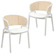 LeisureMod Ervilla Dining Armchair With White Steel Base Set of 2, White