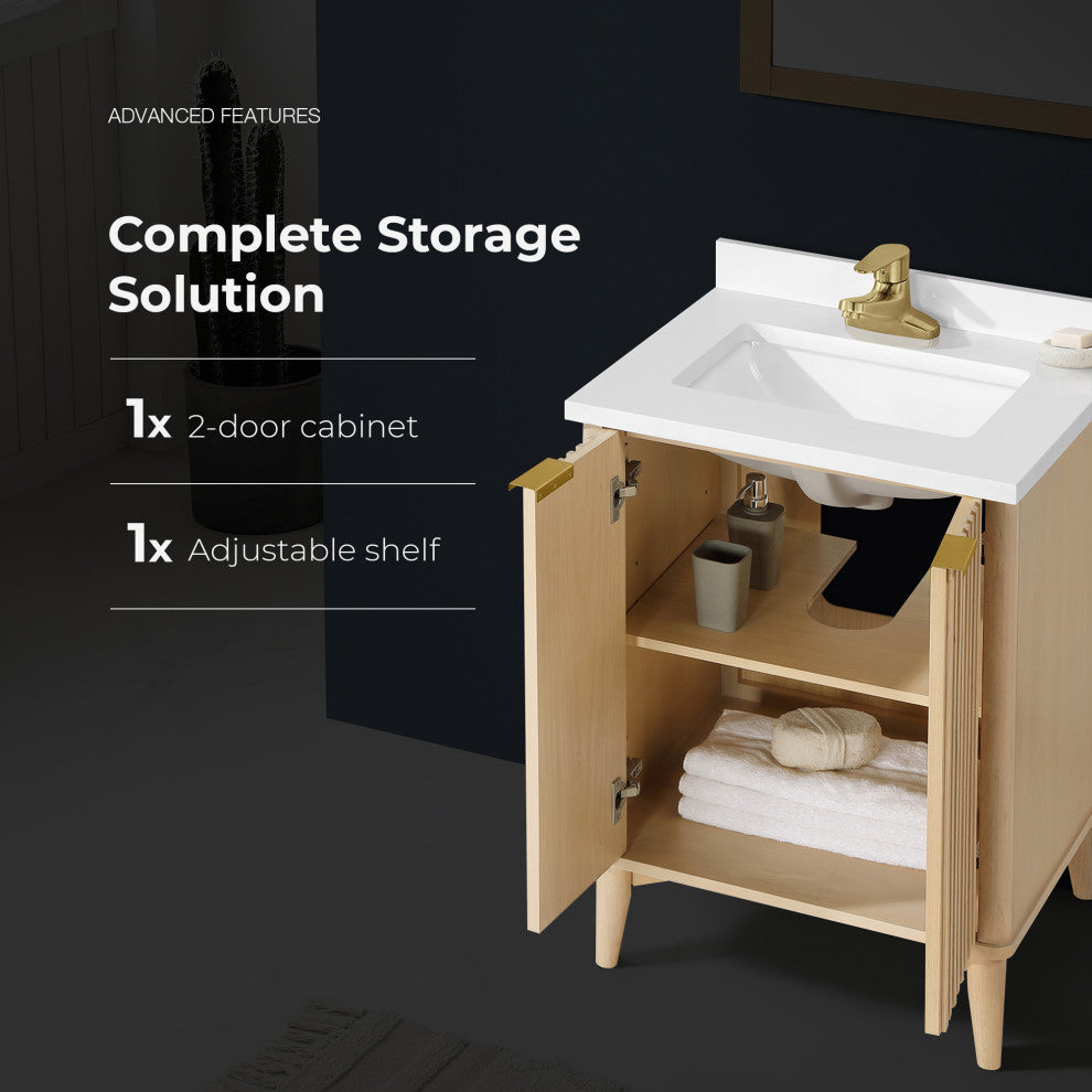 OVE Decors Gabi Single Sink Bathroom Vanity, Rustic Ash, 24", Single Sink