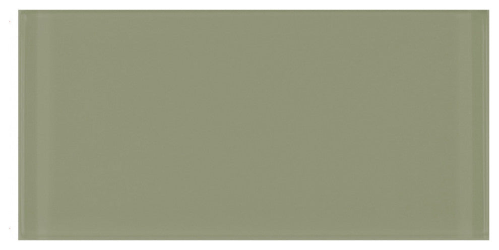 Metro 3"x6" Glass Subway Tile,Glossy Jade Green, Sample