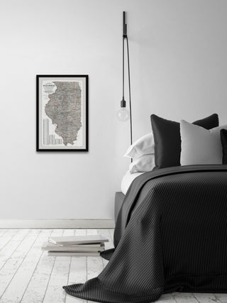 "Detailed Illinois State Map" Framed Painting Print, 24x36