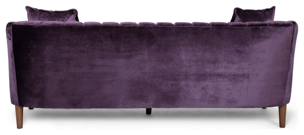 Susan Contemporary Velvet 3-Seater Sofa, Blackberry/Dark Brown