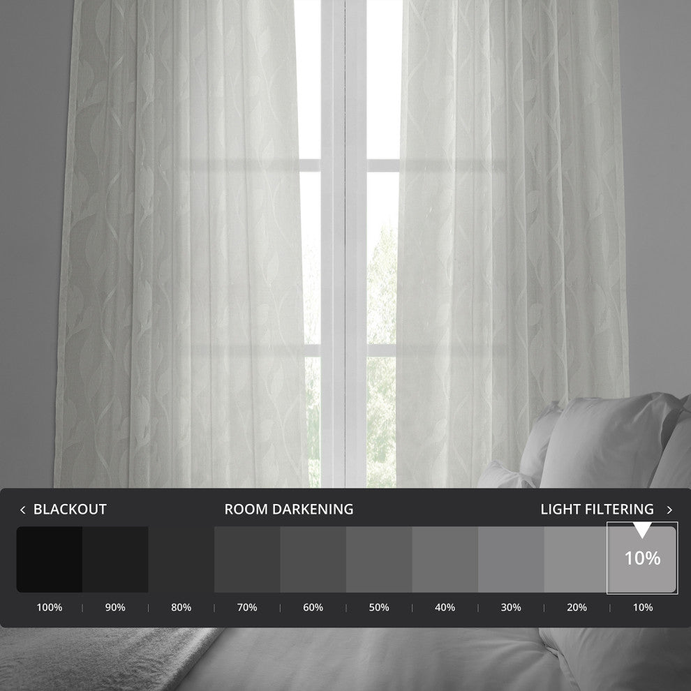 Avignon Vine Patterned Linen Sheer Curtain, 50"x108"