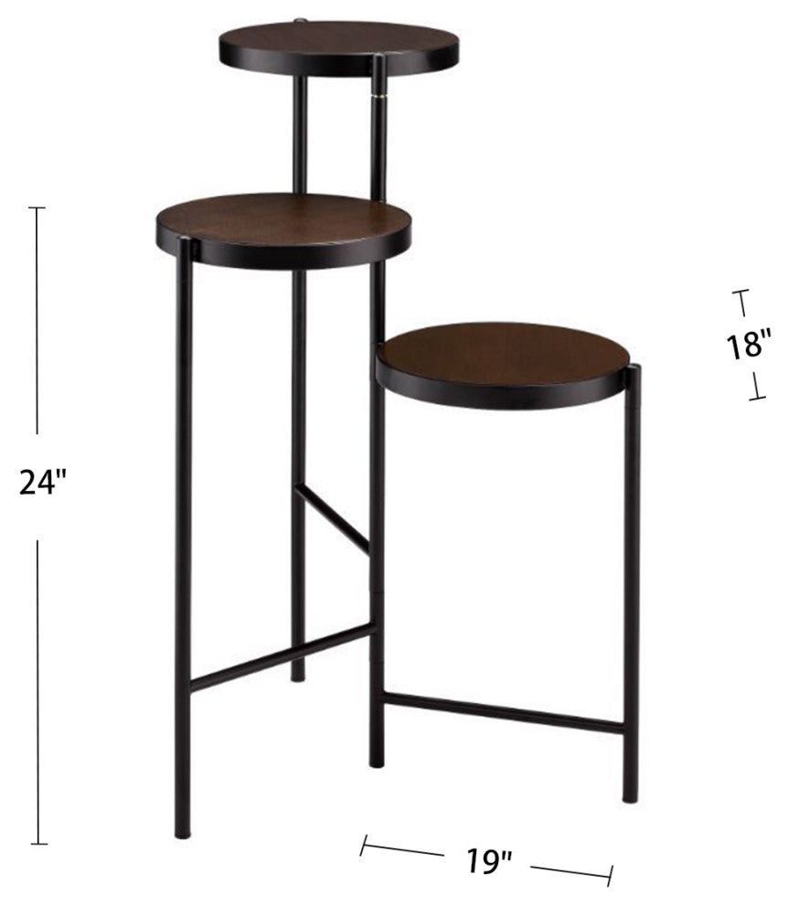 Metal Plant Stand With 3 Open Compartments, Black