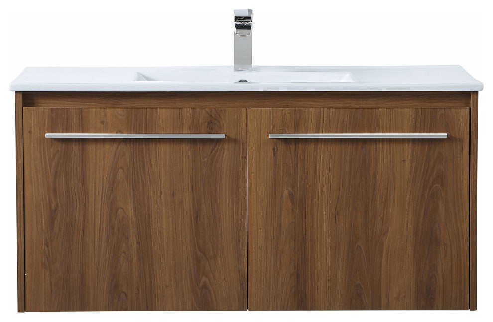 Tara Single Bathroom Floating Vanity, Walnut Brown, 40"
