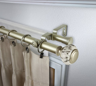 Everly 1" Diameter Double Curtain Rod, Gold, 28-48"