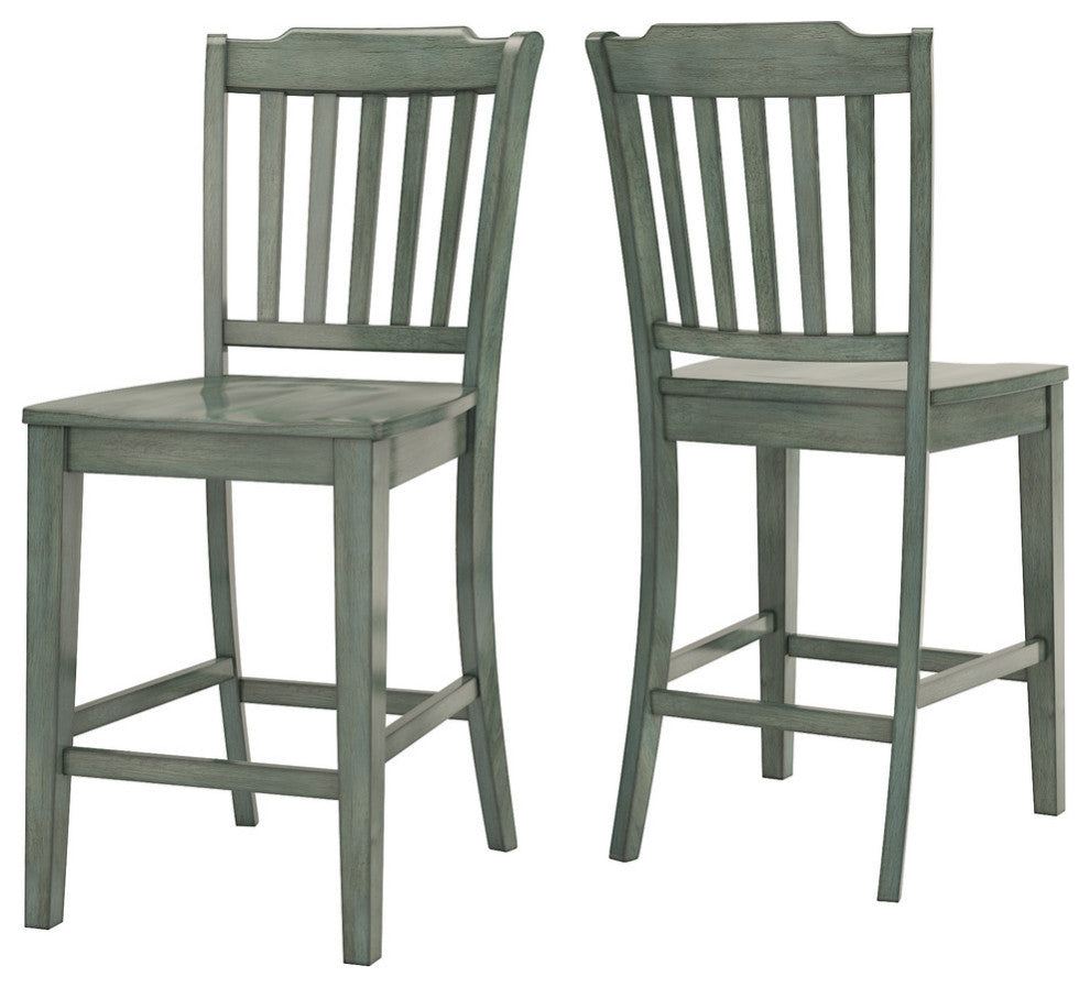 Arbor Hill Slat Back Counter Chair, Set of 2, Antique Sage Green