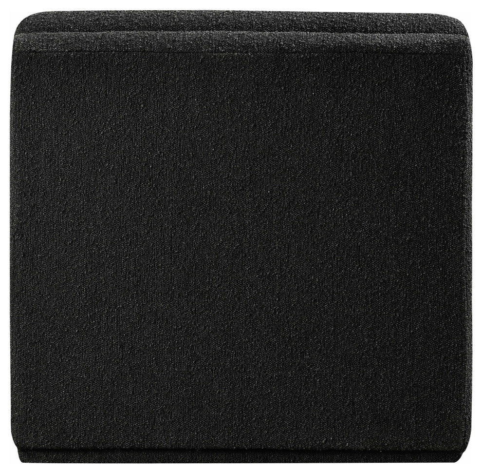 Ollie Black Boucle Fabric Chair, Black, Armless Chair