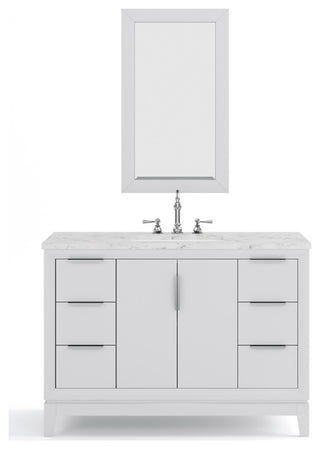 Elizabeth 48" Single Sink Carrara White Marble Vanity, Pure White